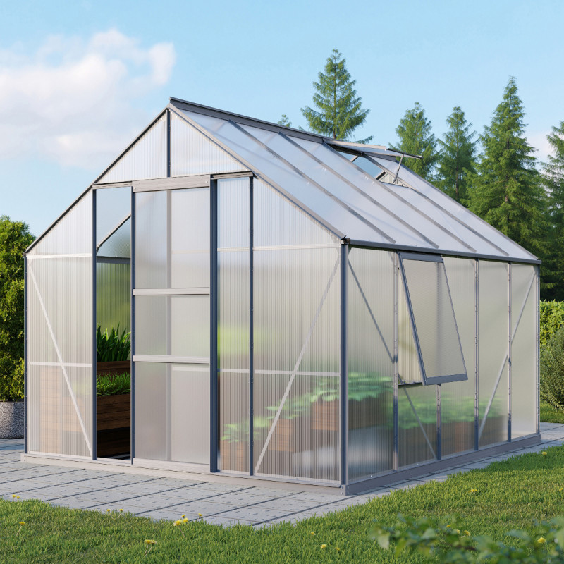 Serre de jardin Meridian1 8,3m² en aluminium anodisé et polycarbonate 4mm – Vitavia