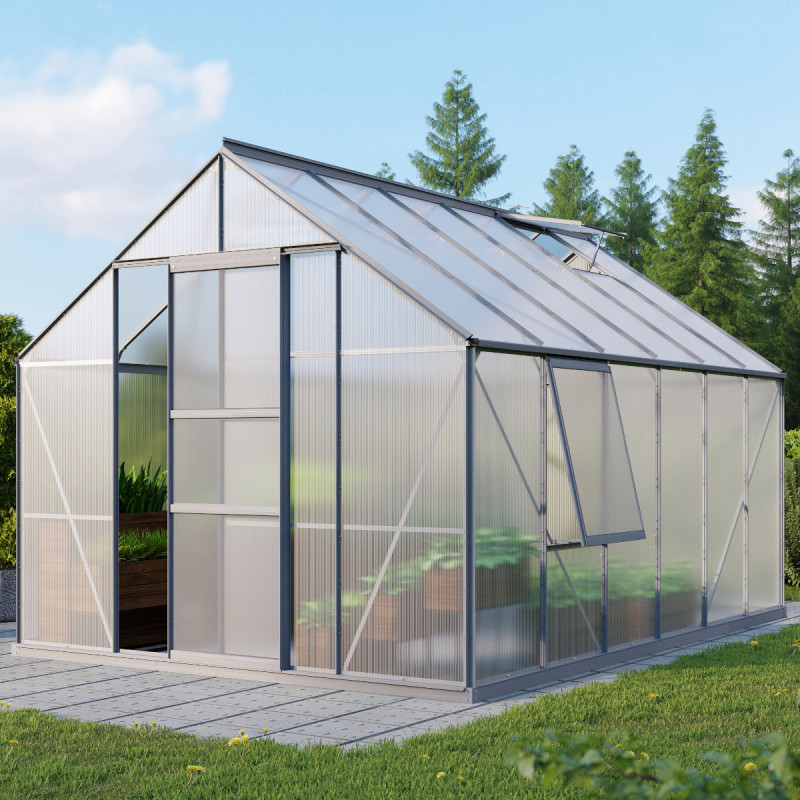 Serre de jardin Meridian1 9,9m² en aluminium anodisé et polycarbonate 4mm – Vitavia