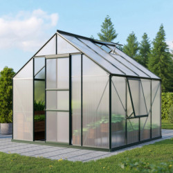 Serre de jardin Meridian1 6,7m² en aluminium émeraude et polycarbonate 4mm – Vitavia
