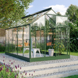 Serre Triton 6,2m² en aluminium émeraude et panneaux de verre de sécurité de 3mm - Vitavia