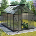 Serre Triton 6,2m² en aluminium noir et panneaux de polycarbonate 4mm - Vitavia