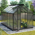 Serre Triton 6,2m² en aluminium noir et panneaux de polycarbonate 6mm - Vitavia