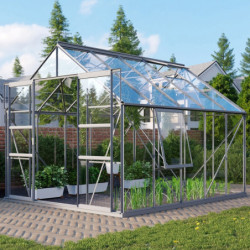Serre de jardin Meridian2 8,3m² en aluminium anodisé et panneaux de verre de sécurité de 3mm – Vitavia