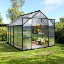 Serre de jardin Meridian2 8,3m² en aluminium noir et polycarbonate 4mm – Vitavia