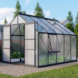 Serre de jardin Meridian2 8,3m² en aluminium noir et polycarbonate 6mm – Vitavia