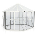 Serre de jardin hexagonale Galaxis 9m² en aluminium blanc et vitrage combiné - Vitavia