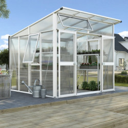Serre Aphrodite 7,8m² en aluminium blanc et panneaux de polycarbonate 10mm - Vitavia