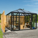 Serre Fortuna 10,2m² en aluminium noir et vitrage combiné - Vitavia