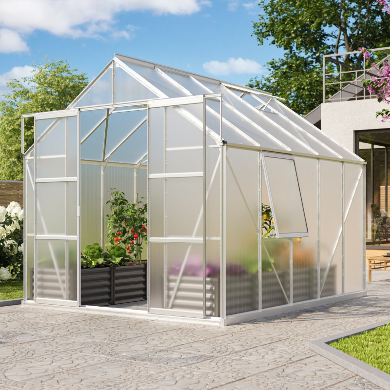 Serre de jardin Jupiter 8,3m² en alu anodisé et polycarbonate 6mm - Vitavia