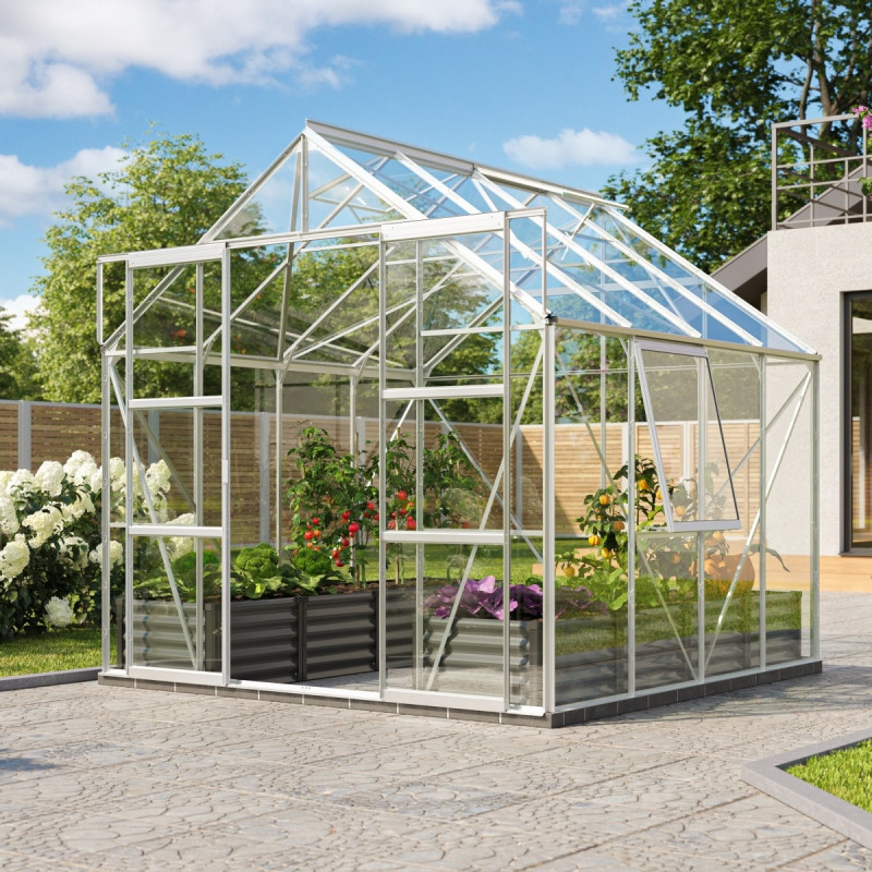 Serre de jardin Jupiter 6,7m² en alu anodisé et verre de sécurité 3mm - Vitavia