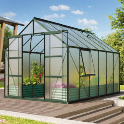 Serre de jardin Jupiter 9,9m² en alu émeraude et polycarbonate 6mm - Vitavia