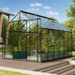 Serre de jardin Jupiter 9,9m² en alu noir et verre de sécurité 3mm - Vitavia