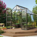 Serre de jardin Olymp 6,7m² en alu noir et verre de sécurité 3mm - Vitavia