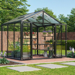 Serre de jardin Zeus Comfort 6,2m² en alu noir et vitrage combiné - Vitavia
