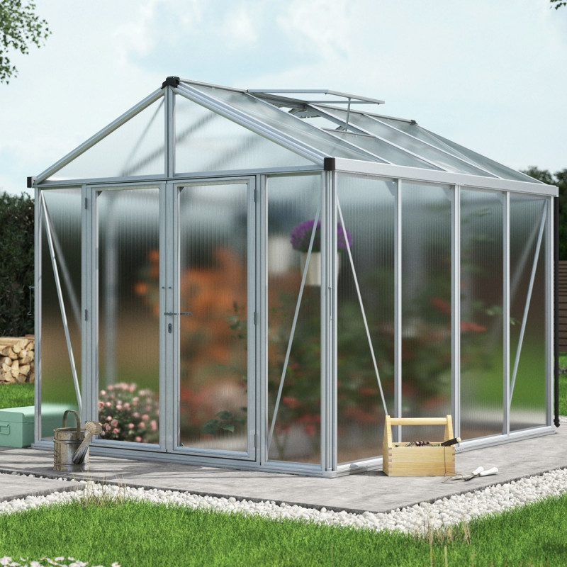 Serre de jardin Zeus Comfort 8,1m² en alu anodisé et polycarbonate 10mm - Vitavia