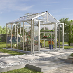 Serre de jardin Zeus Comfort 8,1m² en alu anodisé et vitrage combiné - Vitavia