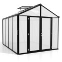 Serre de jardin Zeus Comfort 8,1m² en alu noir et polycarbonate 16mm - Vitavia