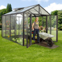 Serre de jardin Zeus Comfort 8,1m² en alu noir et vitrage combiné - Vitavia