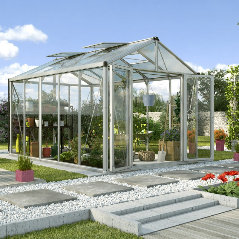 Serre de jardin Zeus Comfort 10m² en alu anodisé et vitrage combiné - Vitavia