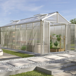 Serre de jardin Zeus Comfort 15,7m² en alu anodisé et polycarbonate 10mm - Vitavia