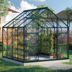 Serre de jardin Uranus 6,7m² en alu émeraude et verre de sécurité 3mm - Vitavia
