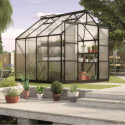 Serre de jardin Uranus 6,7m² en alu noir et panneaux de PC 6mm - Vitavia