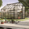 Serre de jardin Uranus 8,3m² en alu noir et panneaux de PC 4mm - Vitavia