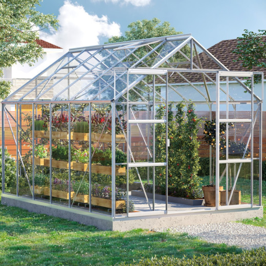 Serre de jardin Uranus 9,9m² en alu anodisé et verre de sécurité 3mm - Vitavia