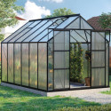 Serre de jardin Uranus 9,9m² en alu noir et panneaux de PC 6mm - Vitavia