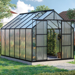 Serre de jardin Uranus 9,9m² en alu noir et panneaux de PC 6mm - Vitavia