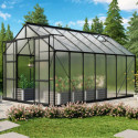Serre de jardin Uranus 11,5m² en alu noir et panneaux de PC 4mm - Vitavia