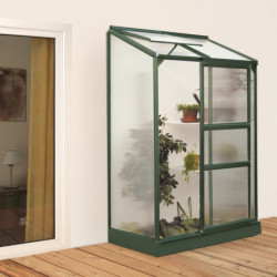 Serre adossée Ida 0,9m² en aluminium émeraude et panneaux PC 4mm - Vitavia