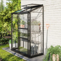 Serre adossée Ida 0,9m² en aluminium noir et verre de sécurité 3mm - Vitavia