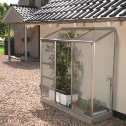 Serre adossée Ida 1,3m² en aluminium anodisé et panneaux PC 4mm - Vitavia