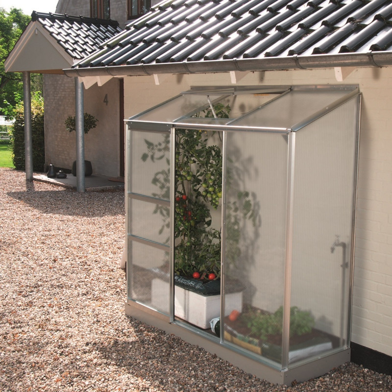 Serre adossée Ida 1,3m² en aluminium anodisé et panneaux PC 4mm - Vitavia