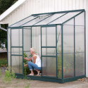 Serre adossée Ida 3,3m² en aluminium émeraude et panneaux PC 4mm - Vitavia