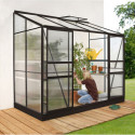 Serre adossée Ida 3,3m² en aluminium noir et panneaux PC 4mm - Vitavia