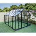 Serre de jardin 10,92m² en aluminium anthracite et verre trempé 4mm - Green Protect