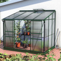 Serre adossée Ida 5,2m² en aluminium émeraude et panneaux PC 6mm - Vitavia
