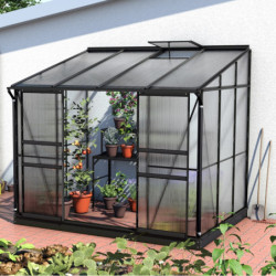 Serre adossée Ida 5,2m² en aluminium noir et panneaux PC 6mm - Vitavia