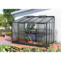 Serre adossée Ida 6,5m² en aluminium noir et panneaux PC 4mm - Vitavia