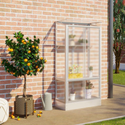 Mini-serre Polis 0,35m² en alu anodisé et PC 4mm – fondation en acier – Vitavia