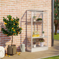 Mini-serre Polis 0,35m² en alu anodisé et verre ESG 3mm – fondation en acier – Vitavia