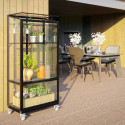 Mini-serre Polis 0,35m² en alu noir et verre ESG 3mm – sur roulettes – Vitavia
