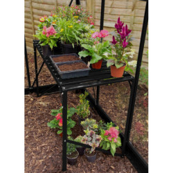 Table en aluminium noir – L121cm – pour les serres de jardin Vitavia
