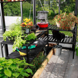Table à deux niveaux en aluminium noir – L121cm – pour les serres de jardin Vitavia