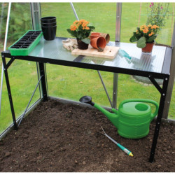 Table en aluminium noir et PC 16mm – L121cm – pour les serres de jardin Vitavia