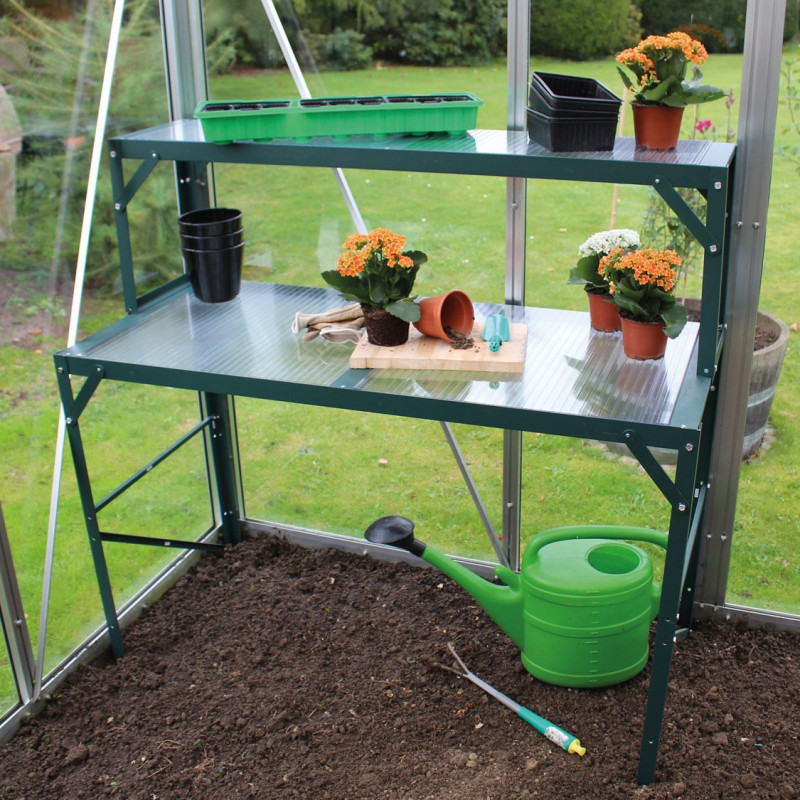 Dessus de table en aluminium émeraude et PC 16mm – H39cm – pour les serres de jardin Vitavia