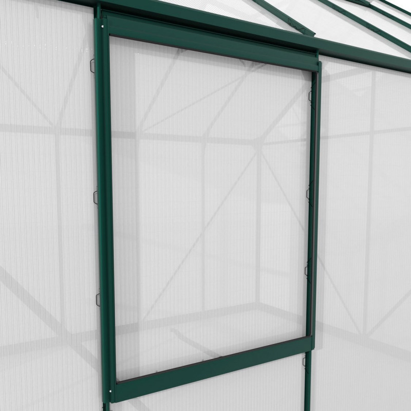 Fenêtre latérale V – alu émeraude et PC 6mm – pour serres de jardin Vitavia