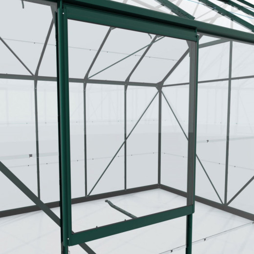 Fenêtre latérale V – alu émeraude et verre ESG 3mm – pour serres de jardin Vitavia